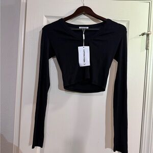 Cotton Citizen Black Long Sleeve Crop Top